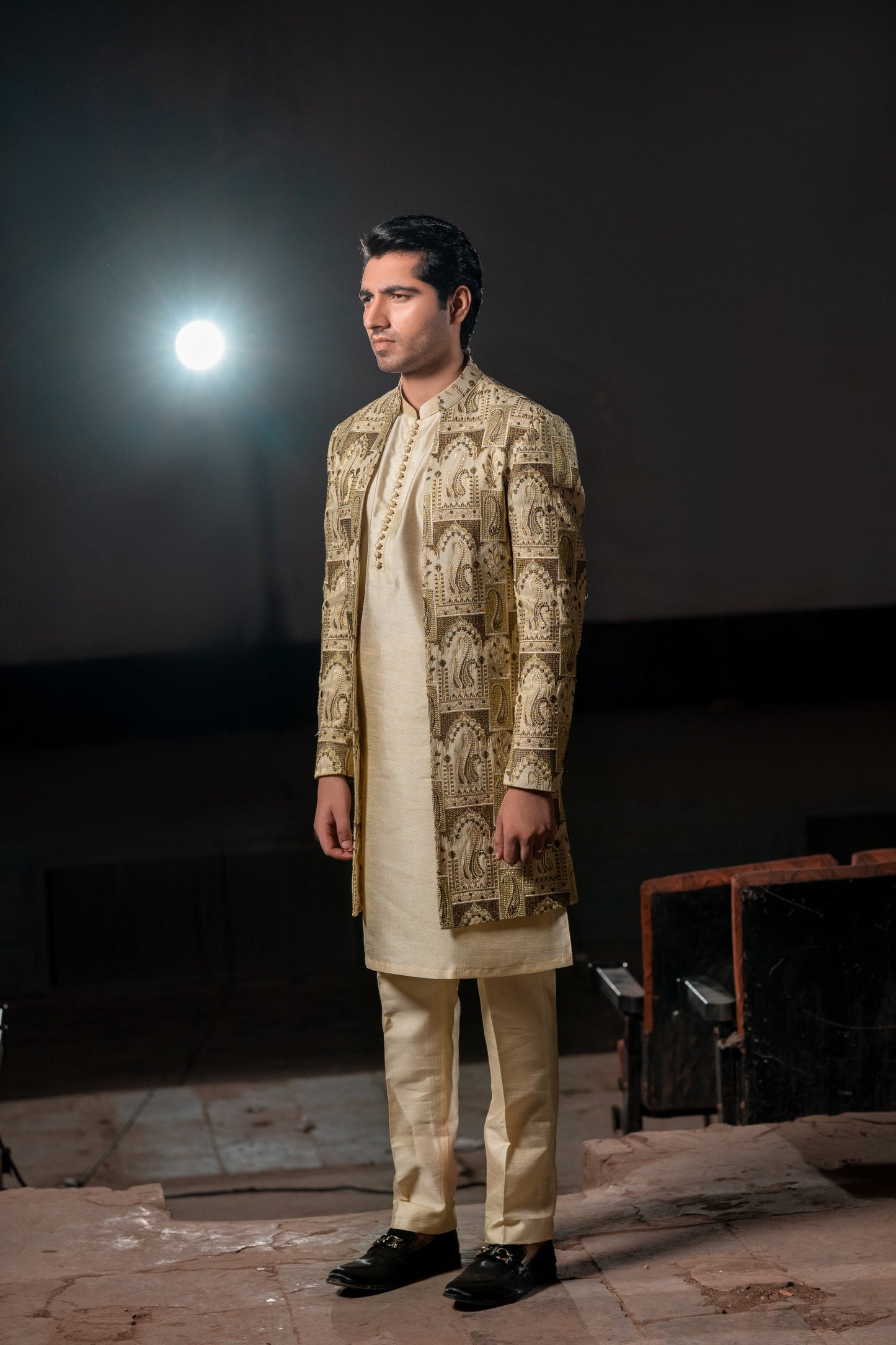 Beige Gold 3 Pcs Suit