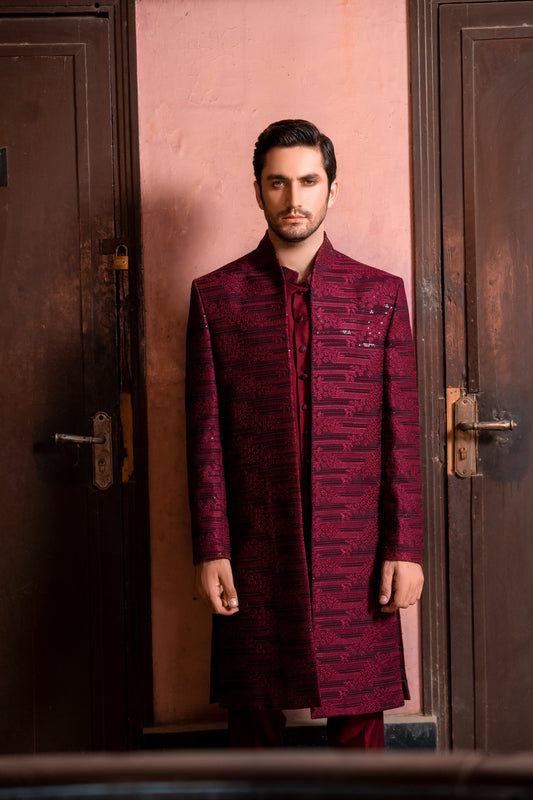 Maroon 3 Pcs Suit