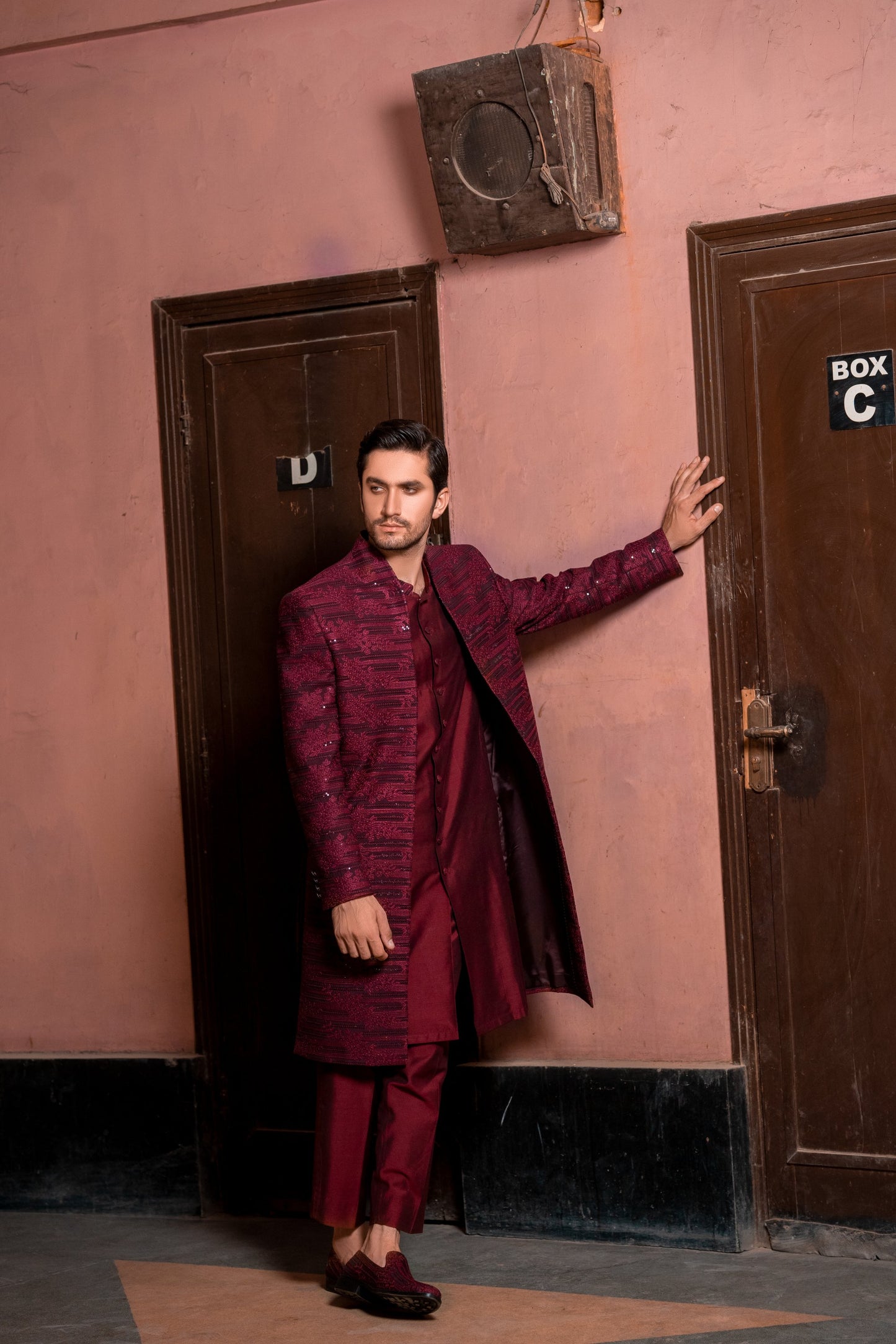 Maroon 3 Pcs Suit